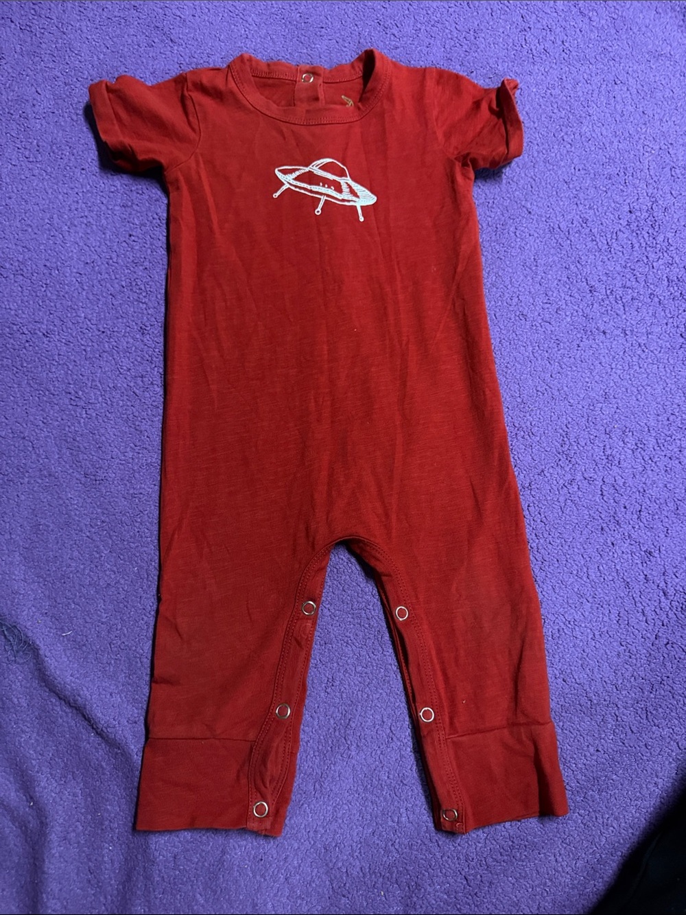 kate quinn Red Infant Footie with White UFO Accent